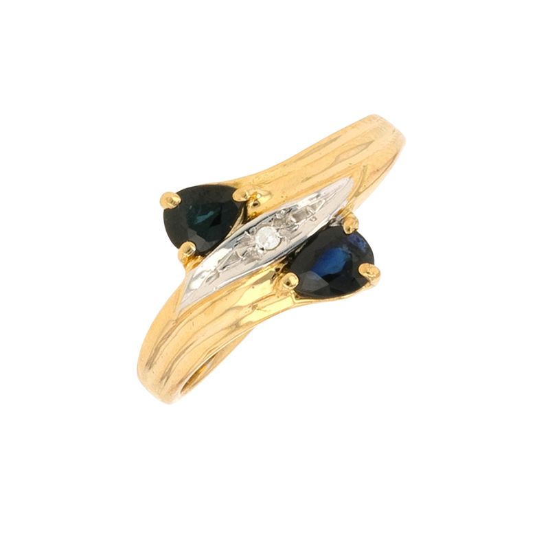 Bague vintage saphirs 0.52 carat et diamants 0.005 carat or jaune 2.50g Comme neuf -  reconditionné disponible sur Gemme Les Bijoux